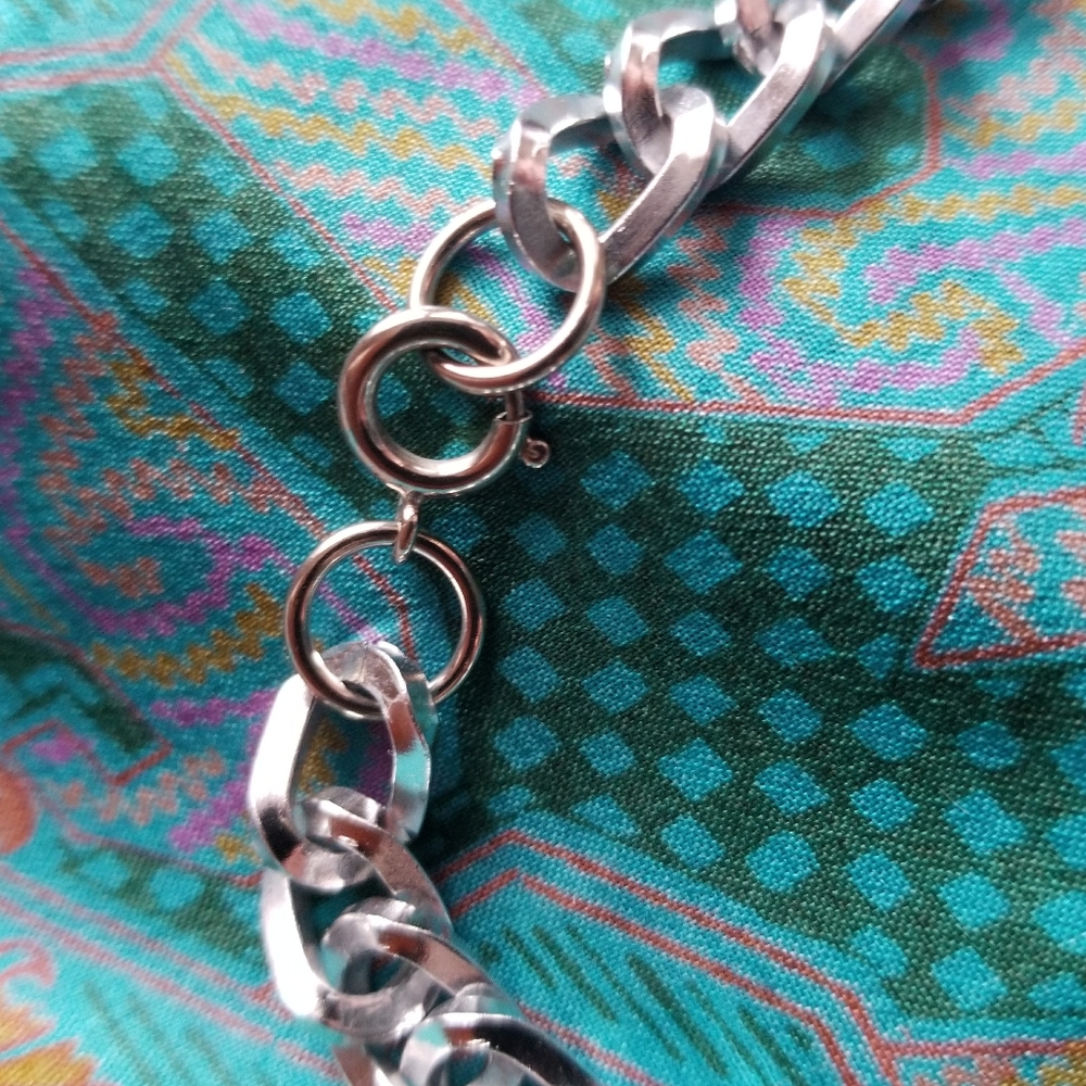 Relisted - Vintage chunky chain choker necklace silver tone - Picture 7 of 7